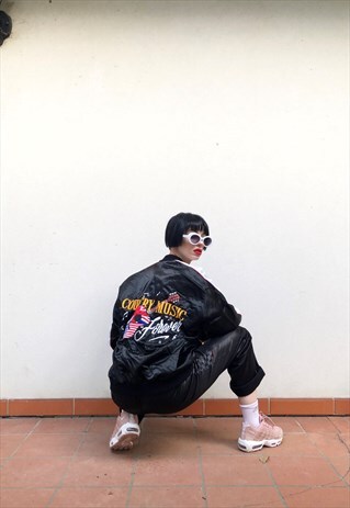 VINTAGE 80S COUNTRY BLACK BOMBER