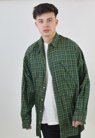 VINTAGE GREEN RALPH LAUREN CHECK FLANNEL SHIRT