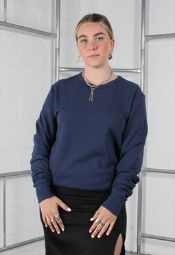 Vintage Reebok Sweatshirt in Navy Spell Out Logo Small