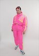 Vintage 90s pink ski suit, one piece ski suit, women printed