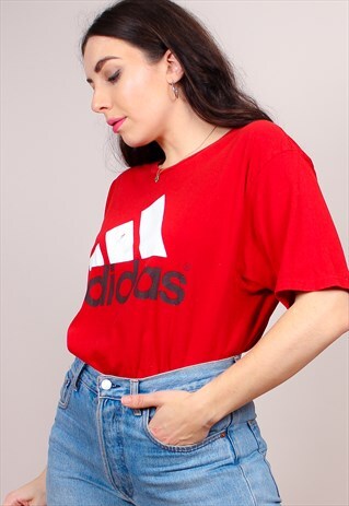 VINTAGE 90S OVERSIZED RED ADIDAS T-SHIRT