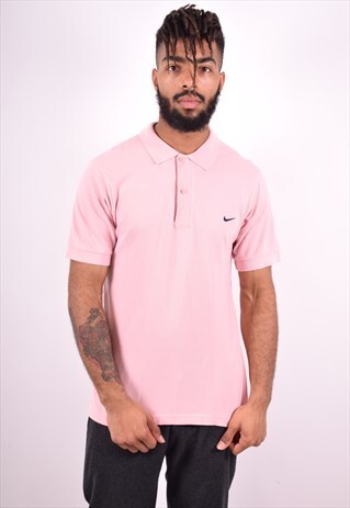 NIKE MENS VINTAGE POLO SHIRT MEDIUM PINK 90'S