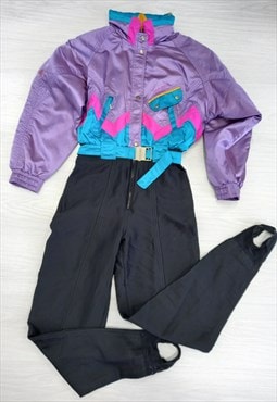 80s Vintage Nevica Ski Suit Purple Multi