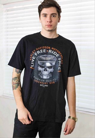 VINTAGE HARLEY-DAVIDSON T-SHIRT LOGO 90S L 8.6