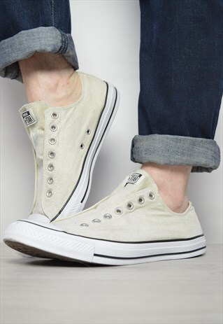 VINTAGE 90S CONVERSE BEIGE SLIP ON OX SHOES GRUNGE RETRO