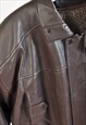 VINTAGE 80S FAUX LEATHER PARKA COAT