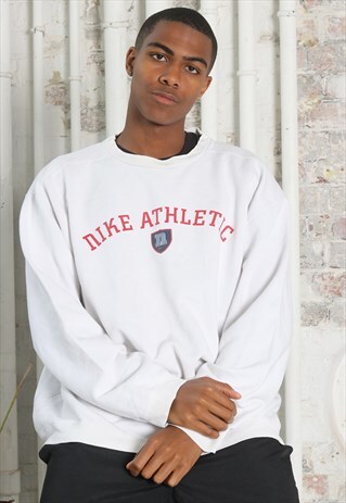 VINTAGE NIKE ATHLETICS LOGO SWOOSH SWEATSHIRT WHITE