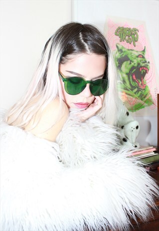 PINE GREEN CANDY RIMLESS PERSPEX SUNGLASSES
