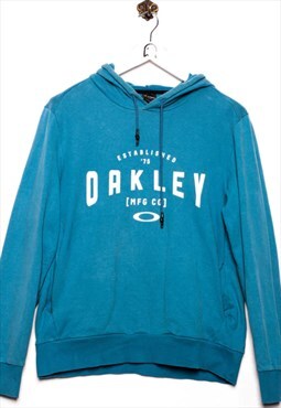 Vintage Oakley Hoodie Logo Print Blue/Checkered