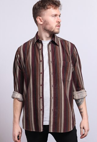VINTAGE CORDUROY CORD STRIPED SHIRT