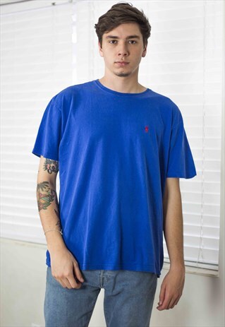 VINTAGE POLO RALPH LAUREN T-SHIRT LOGO 90S L 6.7