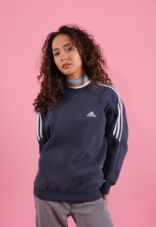 NAVY ADIDAS EMBROIDERED SWEATSHIRT