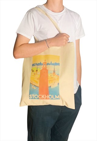 Stockholm Sweden Vintage Travel Poster Tote Bag