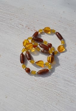 Deadstock 3 pcs yellow/brown/silver acrylic elastic bracelet