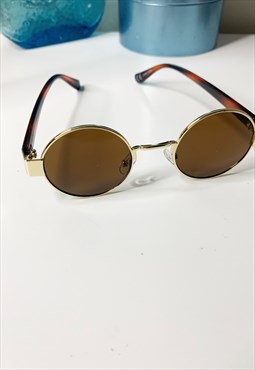90's Round Sunglasses in Brown Lens