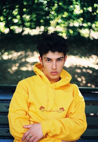 GOLD HOODIE WITH ROSE FLORAL DESIGN