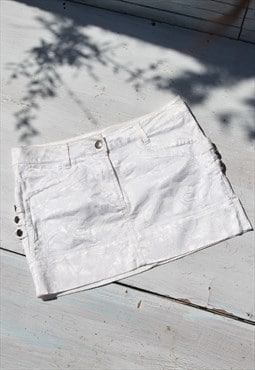Just Cavalli white jacquard geometrical/goldfish/logo skirt