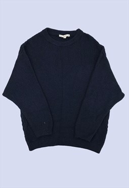 Womens Navy Blue Classic Casual Knitted Pull Over Jumper