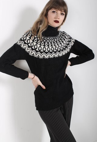 VINTAGE JAZZY ABSTRACT CRAZY KNIT JUMPER MULTI