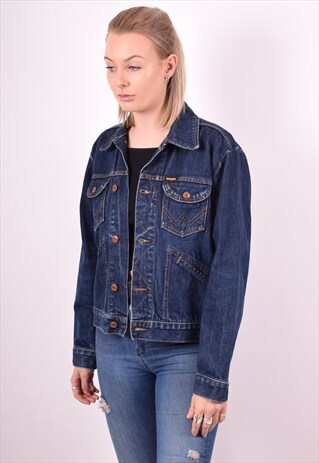WRANGLER WOMENS VINTAGE DENIM JACKET MEDIUM BLUE 90S