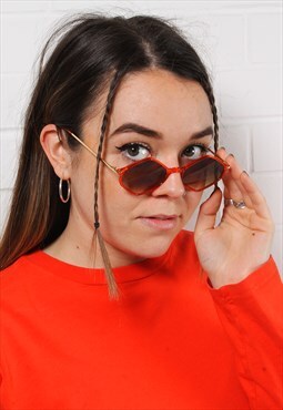 Red Diamond Frame Retro Style Sunglasses