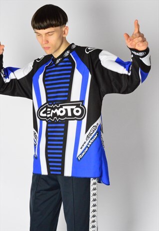 VINTAGE 90S BLUE RACING JERSEY SHIRT