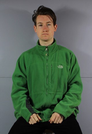 VINTAGE THE NORTH FACE POLARTEC ZIP FLEECE IN GREEN WITH ZIP