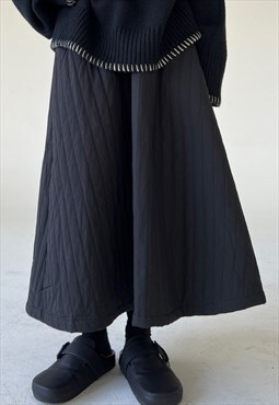 Black A line midi skirt 