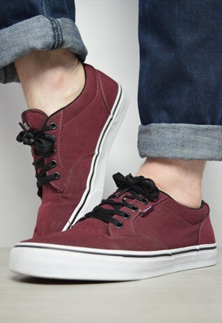 VINTAGE 90S VANS BURGUNDY SKATE SHOES TRAINERS SNEAKERS