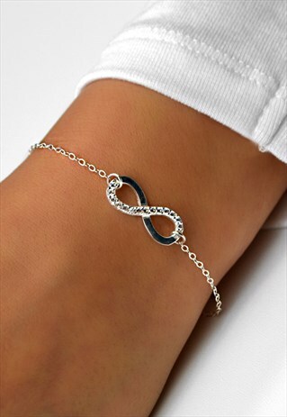 ERIKA STERLING SILVER CZ DIAMOND INFINITY CHARM BRACELET