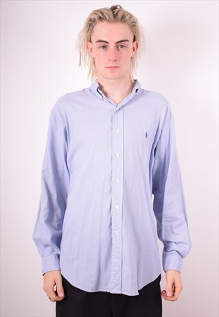 POLO RALPH LAUREN MENS VINTAGE SHIRT LARGE BLUE 90S