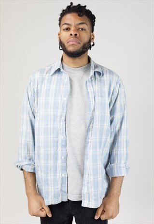 VINTAGE 90S LEVI'S BLUE AND YELLOW CHECK SHIRT