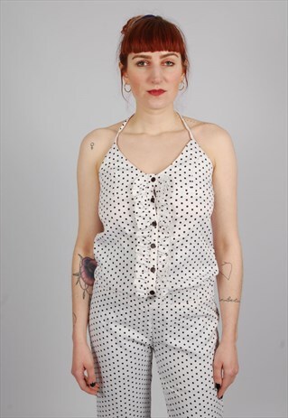 VINTAGE 80'S POLKA DOT RUFFLE JUMPSUIT