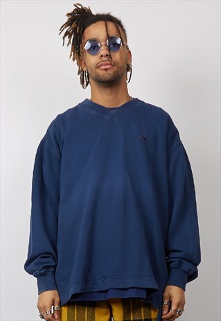 VINTAGE 90'S KAPPA NAVY V-NECK SWEATSHIRT