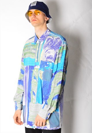 VINTAGE 90S COLOURFUL ABSTRACT ARTSY LONG SLEEVE SHIRT