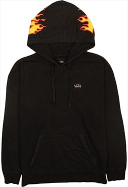 Vintage 90's VANS Hoodie Flame Hood Pullover Black Medium