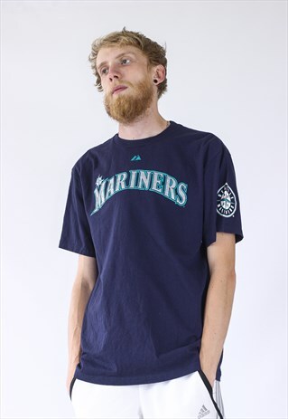2000 VINTAGE MENS MAJESTIC MARINERS BIG LOGO T-SHIRT
