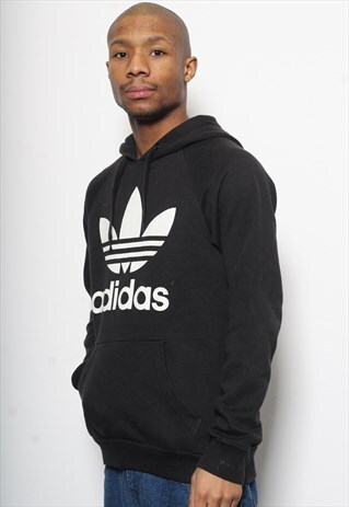VINTAGE ADIDAS BIG LOGO HOODIE BLACK