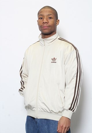VINTAGE ADIDAS LOGO TRACK TOP JACKET BEIGE