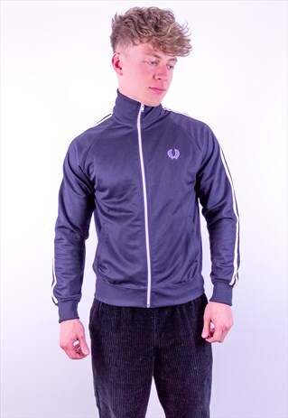 VINTAGE FRED PERRY STRIPED JACKET IN BLACK