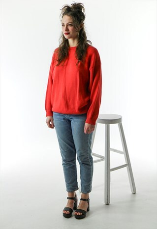 CORAL SPRING SWEATER / ORANGISH RED RETRO JUMPER