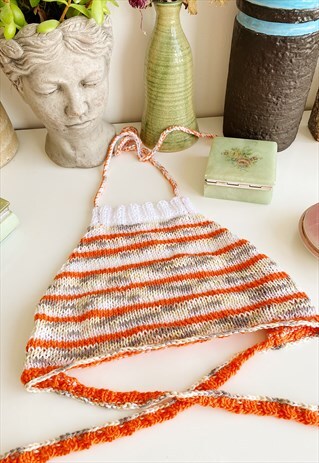 70'S STYLE BOHO FESTIVAL JAZZY CROCHET HALTER CROP TOP