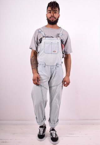 MENS VINTAGE DENIM DUNGAREES W36 L33 BLUE 90'S