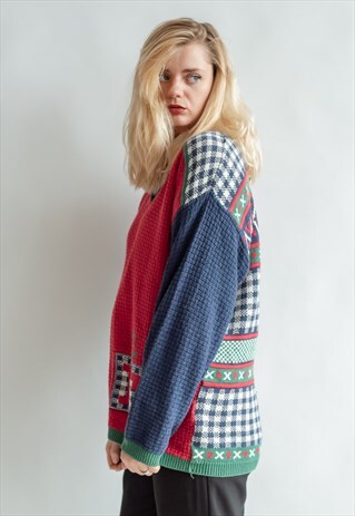 VINTAGE 80S OVERSIZED JUMPER WITH CONTRAST BACK