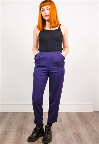 VINTAGE 90'S PURPLE HIGH WAIST TAPERED TROUSERS