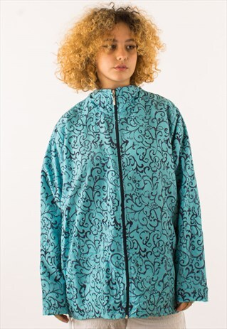 VINTAGE BLUE FLORAL WINDBREAKER JACKET