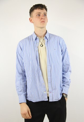 VINTAGE TOMMY HILFIGER BLUE STRIPED SHIRT