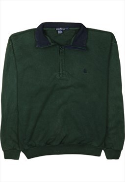 Vintage 90's Nautica Sweatshirt Quater Zip Green Large