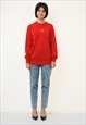 VINTAGE LAMBSWOOL RED OVERSIZED JUMPER SWEATER 2896