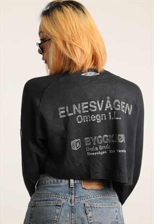 VINTAGE UMBRO EMBROIDERED LOGO CROPPED SWEATSHIRT